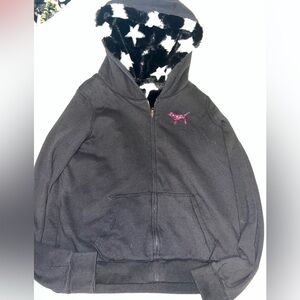 Hard to find VS PINK bling, star Sherpa fur zip up hoodie